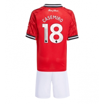 Billige Fotballdrakt Manchester United Casemiro #18 Replika Hjemmedraktsett Barn 2025-26 Kortermet (med bukser)